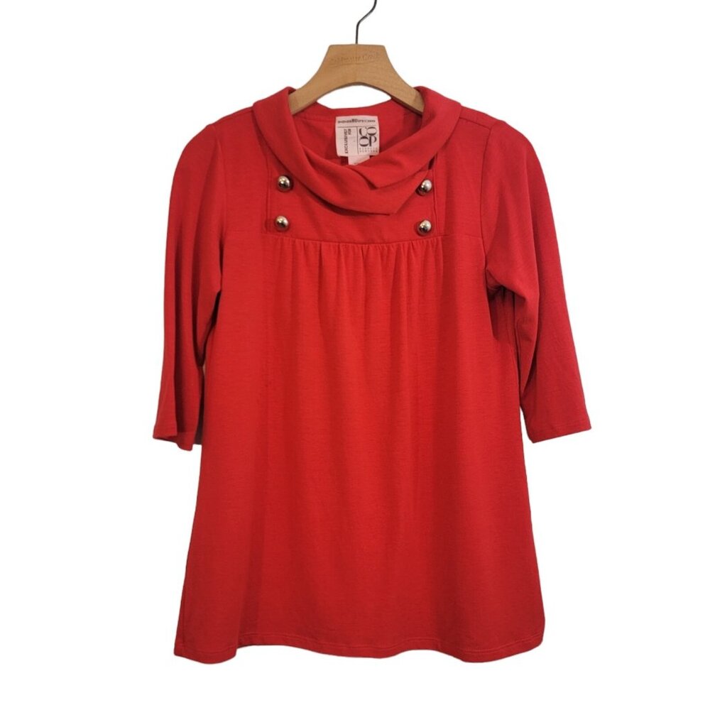 CO OP Barneys Blouse Barneys New York Scoop Neck‎ Red Shirt Womens P Petite